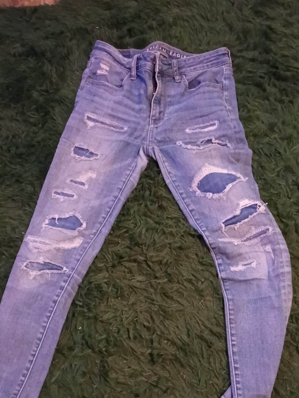 American Eagle Outfitters Women's Ripped Skinny Jeans - Blue